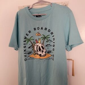 Quiksilver Men's Teal Skull Graphic Tee